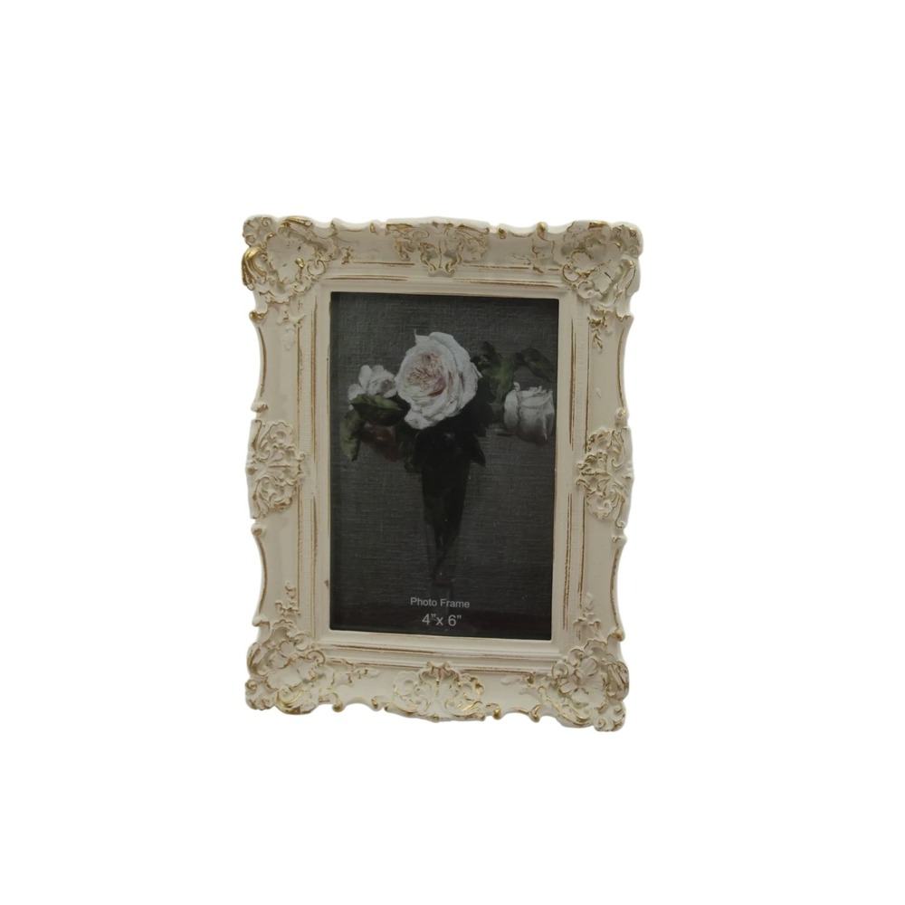 CISOO 4x6 Vintage Picture Frame Ornate Gold White Baroque Victorian Decor